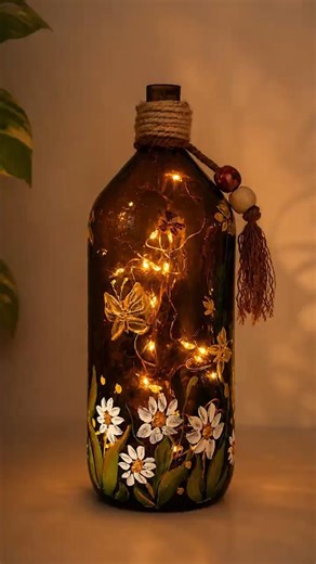 DIY Painting Glass Bottle ✨🍾🎨 | Easy Bottle Art Idea #shorts