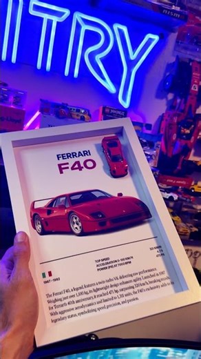 Ferrari F40 in a Custom Art Frame #FerrariF40 #ferrari #F40 #car #diecast #supercars #luxurycars