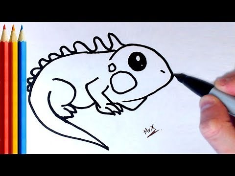 (fast-version) How to Draw Lizard / Iguana - Step by Step Tutorial