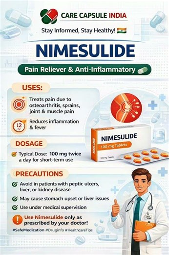 👀Nimesulide: Uses, Dosage & Safety Guide 💊 #carecapsule #facts