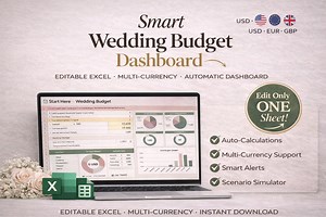 Smart Wedding Budget Excel Spreadsheet | Automatic Wedding Expenses Dashboard | Editable Digital Planner - Etsy Canada