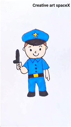 🔄Reverse play 🔄 easy policeman drawing #art #shorts #ytshorts #youtubeshorts #fun #diy
