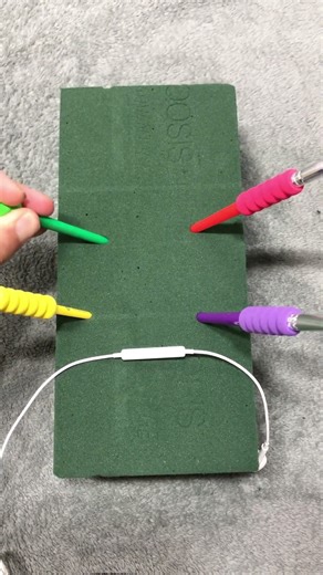 Pressing Paintbrushes Into Floral Foam | Satisfying ASMR #shorts