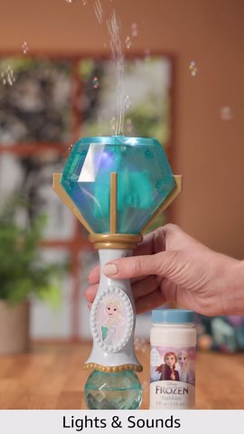 Little Kids Disney Frozen Elsa Light and Sound Musical Bubble Wand, Includes Bubble Solution (20513)