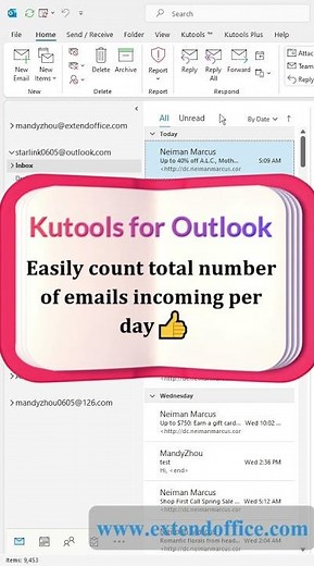 Count total number of incoming emails per day in Outlook
