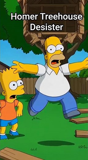 Homer Builds Epic Treehouse… Total Disaster! 😂 Crooked Fail & Collapse | Simpsons Funny