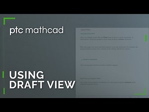 Using Draft View in Mathcad Prime