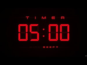 5 Minute Countdown Timer ⏱ Digital RED Clock with Alerts ⭕️