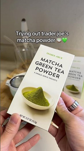 Finally trying out the viral trader joe's matcha powder 🍵💚 #matcha #matchalatte #traderjoes
