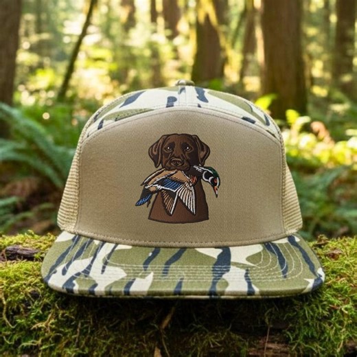 Embroidered Hunting Dog Hat - Chocolate Lab With Duck Embroidery Cap - Etsy
