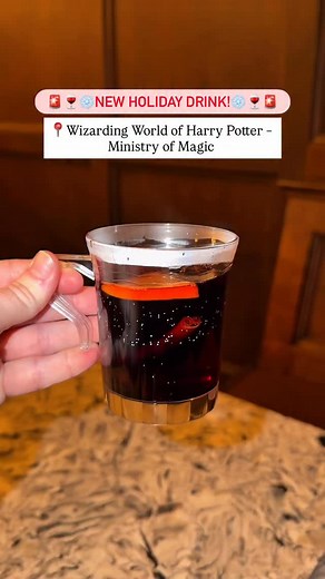 🚨Wizarding Paris has a new seasonal drink!🥳🍷 . . 🎄@UniversalOrlando’s 2025 holiday celebration has brought all-new seasonal treats to Universal Epic Universe . . ✨Including The Wizarding World of Harry Potter – Ministry of Magic . . 🍷Glühwein cabernet sauvignon, ruby port, raspberry Himbeergeist, orange juice, honey syrup, ginger, allspice, nutmeg, & clove . . 🤤The Glühwein is delicious! Very similar to mulled wine. Tastes like a sweet, spiced wine. The blend of spices really comes through