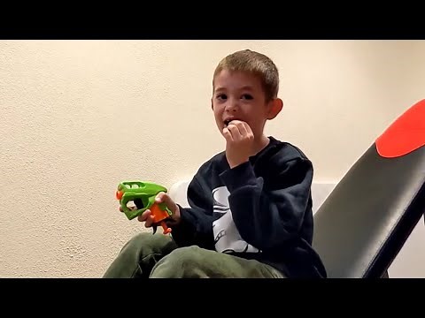 Boy shoots out his loose tooth with a Nerf blaster