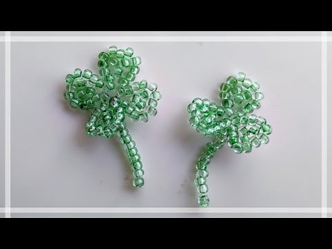 丸小ビーズで作るクローバーの作り方🍀［四つ葉、三つ葉］How to make a beaded clover.