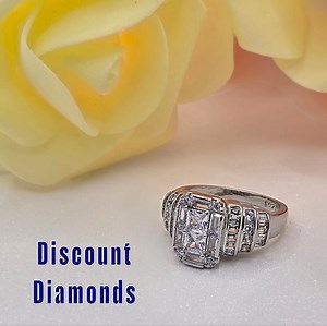Clear White Diamond Cocktail Ring on 95 Sterling Silver