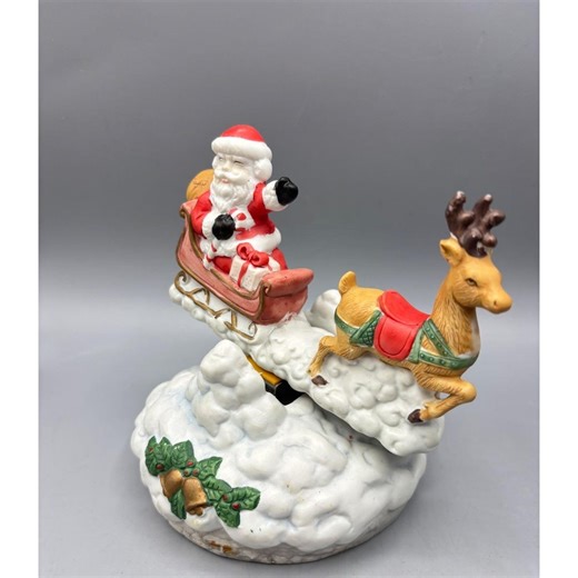 Vintage Ceramic Santa Sleigh Reindeer Musical Christmas Decor Animated Music Box - Etsy