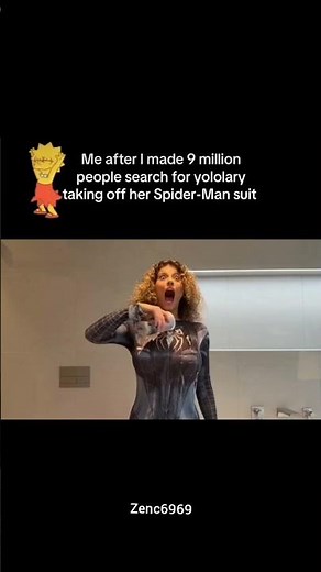 yololary takes of her spiderman suit 😶