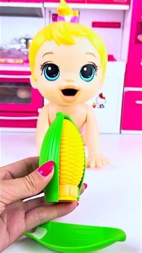 ASMR Unboxing Minnie Mouse Corn Set Toy 🌽🌽| Satisfying ASMR Kitchen Toy Unboxing #shorts