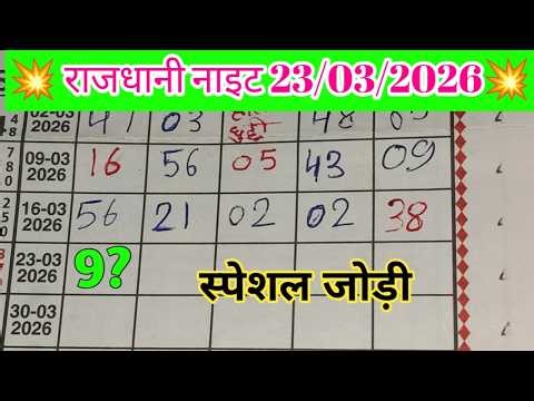 RAJDHANI NIGHT TODAY MATKA TRICK 23/03/2026 TUESDAY/OPEN JODI