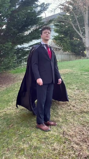 Black Cape Blowing in the Wind | Fashionable Vampire Suit for Halloween