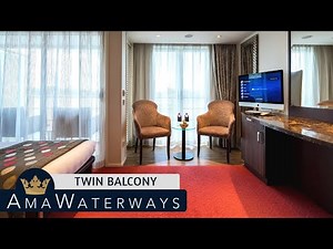 AMA Prima | Twin Balcony Stateroom Tour & Review 4K | AMA Waterways River Cruise Category AA/AB