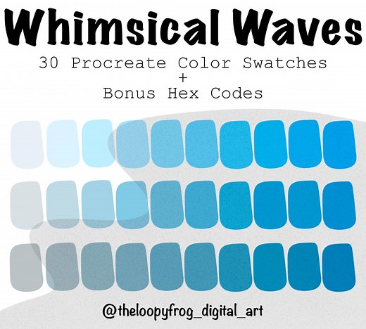 Whimsical Waves Procreate Color Palette: Gradient Blue, Seafoam, and Ocean   BONUS Hex Codes - Etsy