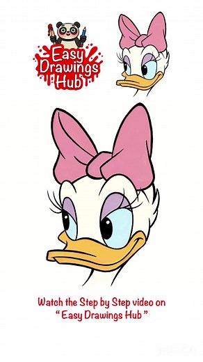 How to draw Daisy Duck 🎨 Daily videos on Easy Drawings Hub 🐼 #easydrawingshub #drawing #easydrawingforkids #learntodraw