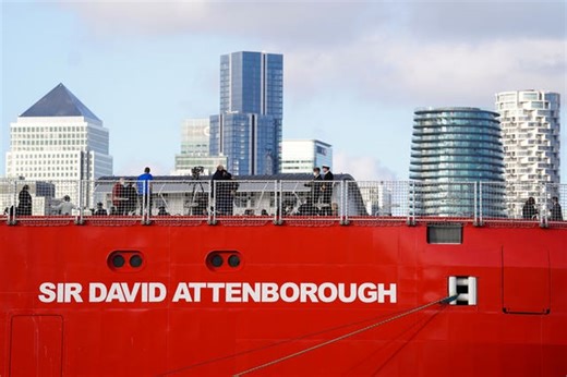 RRS Sir David Attenborough docks in Greenwich ahead of Cop26