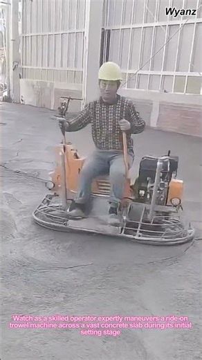 Satisfying Concrete Finishing: Ride-On Trowel Machine in Action! | ASMR Construction