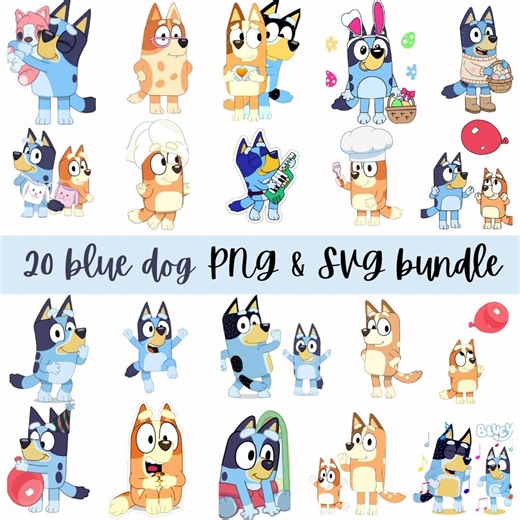 Blue Dog Family PNG & SVG Clipart Pack, 20 Cartoon Puppy Bundle (digital Download) - Etsy Australia