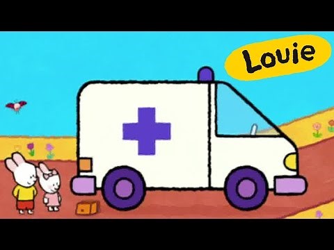 Louie, draw me an ambulance | Learn to draw cartoon for kids