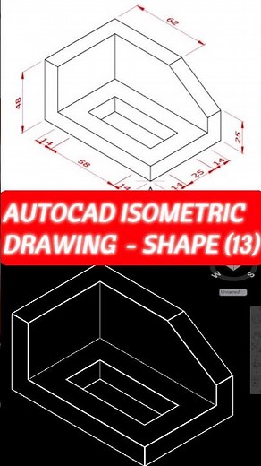 AutoCAD Isometric Drawing - Shape (13) #short #skills #tutorial