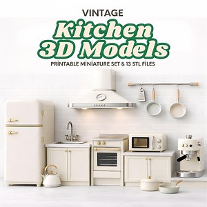 Vintage Kitchen 3D Models – Printable Miniature Set STL Files - Etsy