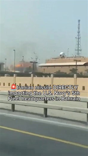 🚨 BREAKING: Video shows an Iranian missile DIRECTLY impacting the U.S. Navy’s 5th Fleet headquarters in Bahrain. The base had already been evacuated. No servicemen were present. | David J Harris Jr.