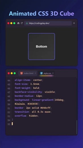 Animated CSS 3D cube#css