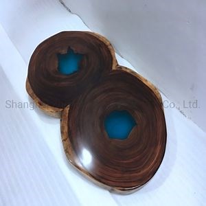 [Hot Item] Live Edge Slab Table with Resin Filled Epoxy Tea Table