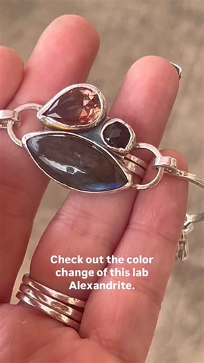 Courtney | Jewelry Designer on Instagram: "I do love me a color changing lab Alexandrite stone! Color changes based off of the type of lighting ."