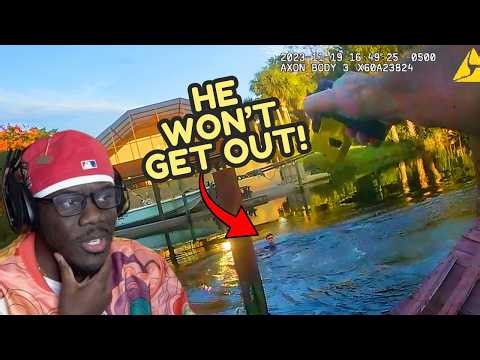 MAN JUMPS INTO A LAKE TO ESCAPE POLICE!