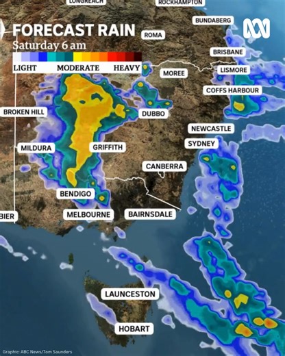 10K views · 32 reactions | Here’s what Australia’s south-east is looking like rain-wise from this arvo until Saturday! ☀️ Read more: https://www.abc.net.au/news/2025-04-24/anzac-day-weather-forecast-australia-long-weekend/105208632?utm_campaign=abc_news_web&utm_content=link&utm_medium=content_shared&utm_source=abc_news_web | ABC Sydney | Facebook