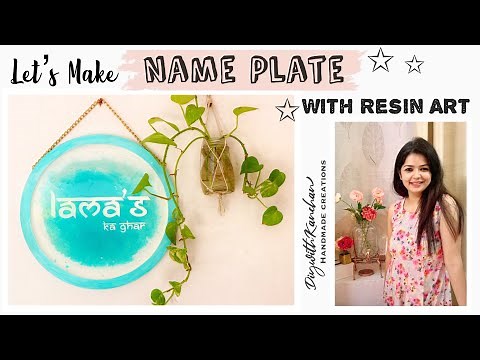 Let's make NAME PLATE at Home with RESIN ART / Name Plate Making with POURING effect #nameplate
