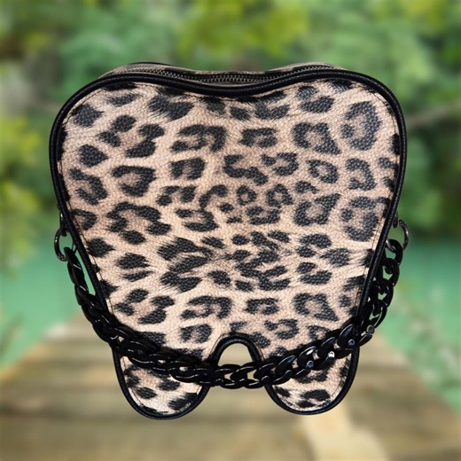 Leopard Mini Tooth Backpack/purse – Fashion With Gold Trim and Chain. - Etsy