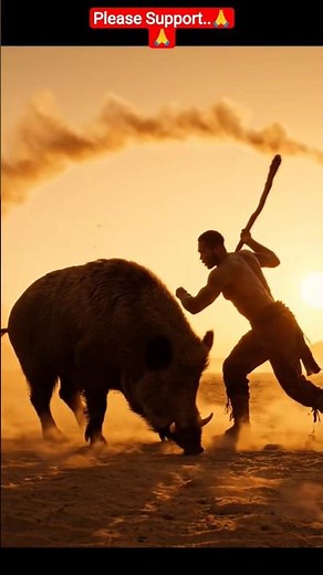 A 3d Animation Video of A Farmer and Big Pig Fight Scean (Man Vs Wild).#3danimation #pig #fighting.