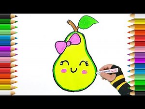 How to DRAW A pear : easy drawing a pear Step by Step for kids and beginners | pear drawing 🌈🍐🍐