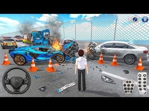 New Blue Car Crash On Eight Lane Highway - 3D Driving Class Police Car - Gameplay Android iOS -2026