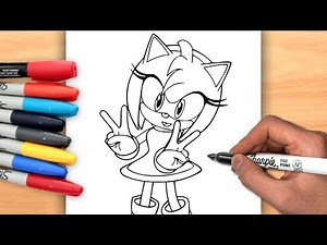 How to draw Amy Rose from Sonic 3 | Сoloring step by step | Easy tutorial