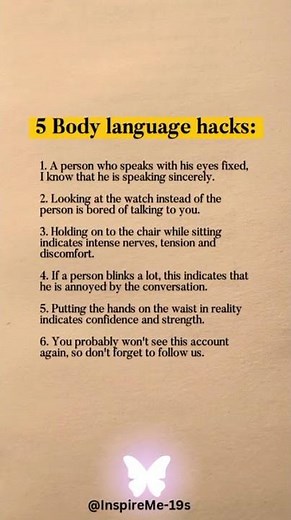 “5 Powerful Body Language Hacks 😎”#BodyLanguage #ConfidenceTips #PsychologyFacts