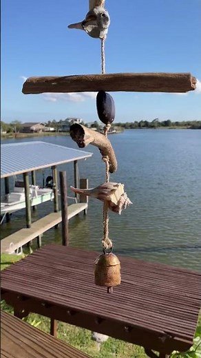 Driftwood & Shell Mobile with Bell | Coastal Home Decor