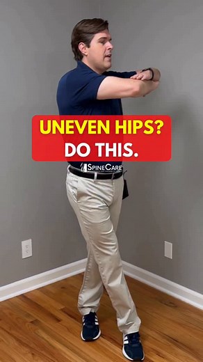 Dr. Rowe shows a standing twist-and-lean exercise that may help quickly improve uneven hip posture. #unevenhips #posture #pelvictilt | SpineCare Decompression and Chiropractic Center