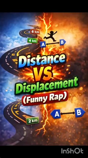 Distance vs Displacement 🤯 Funny Rap + Full Concept Clear in 1 Minute 😂 | Physics Made Easy #shorts