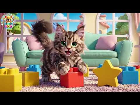 Meow Meow Playful Calico Kitten String Chase | Nursery Rhymes for Kids | Baby Songs for Toddlers
