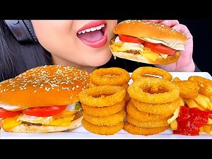 ASMR BURGER KING WHOPPER WITH CHEESE, ONION RING & FRIES EATING SOUNDS (ASMR PHAN)